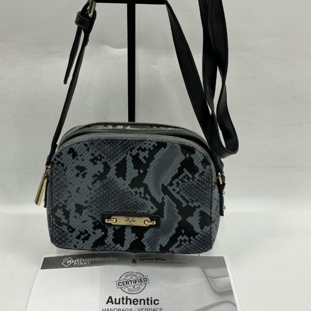 Versace Blue and Black Snakeskin Crossbody Bag